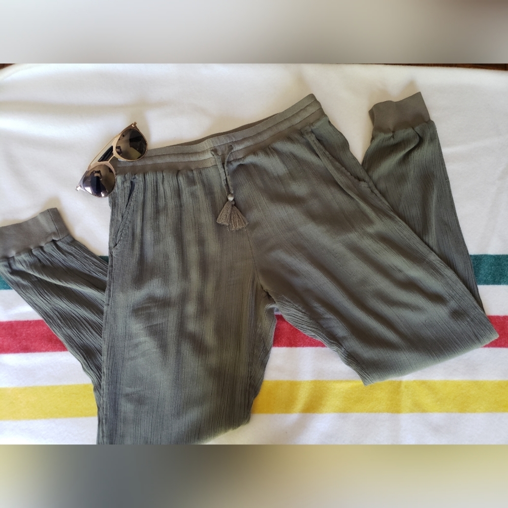 Aerie Olive Tassel Joggers
